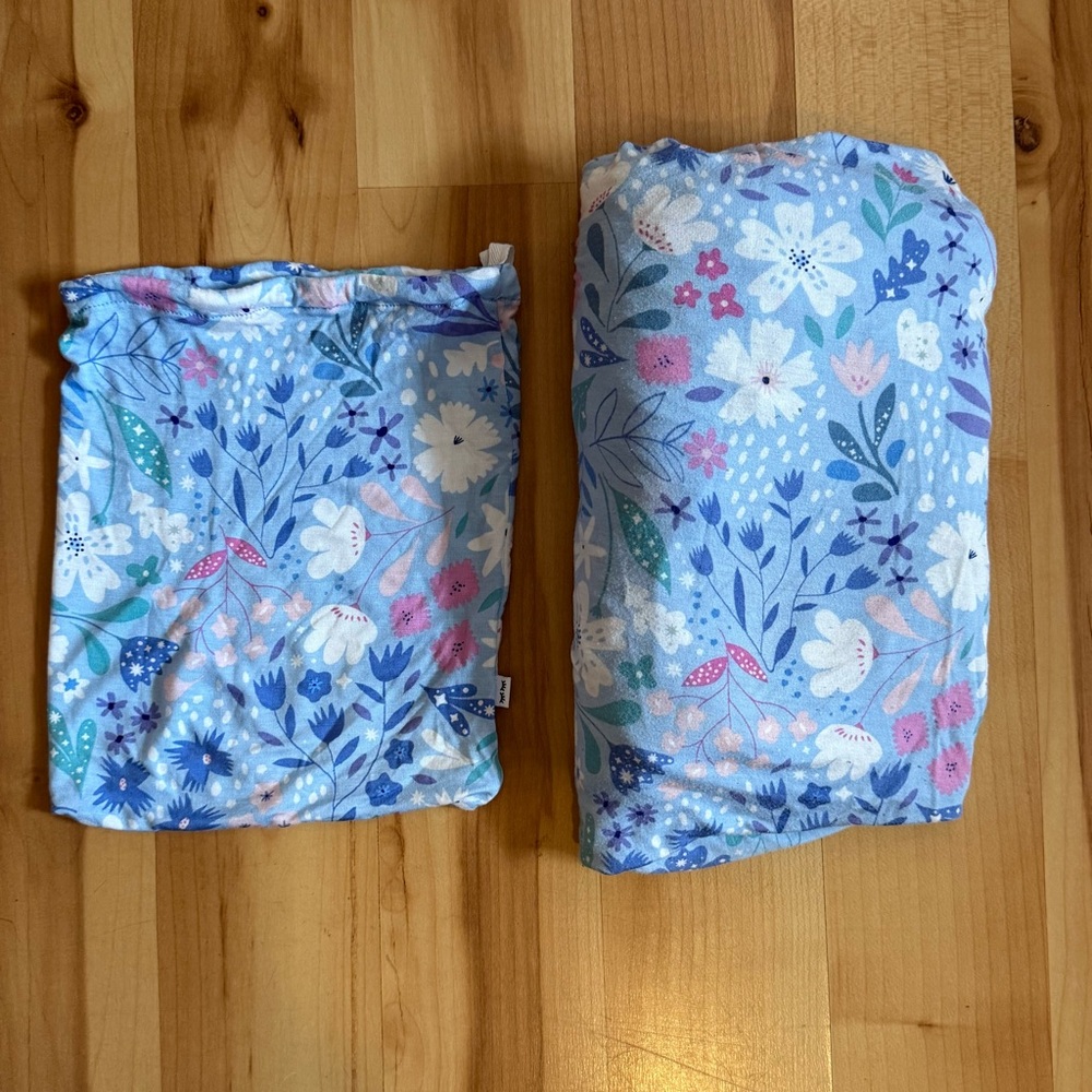 Little Sleepies Floral Blue and Pink Pattern Crib Sheets